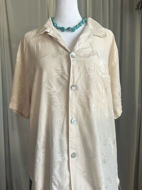 Vintage Silk Short-Sleeve Button-Up Shirt